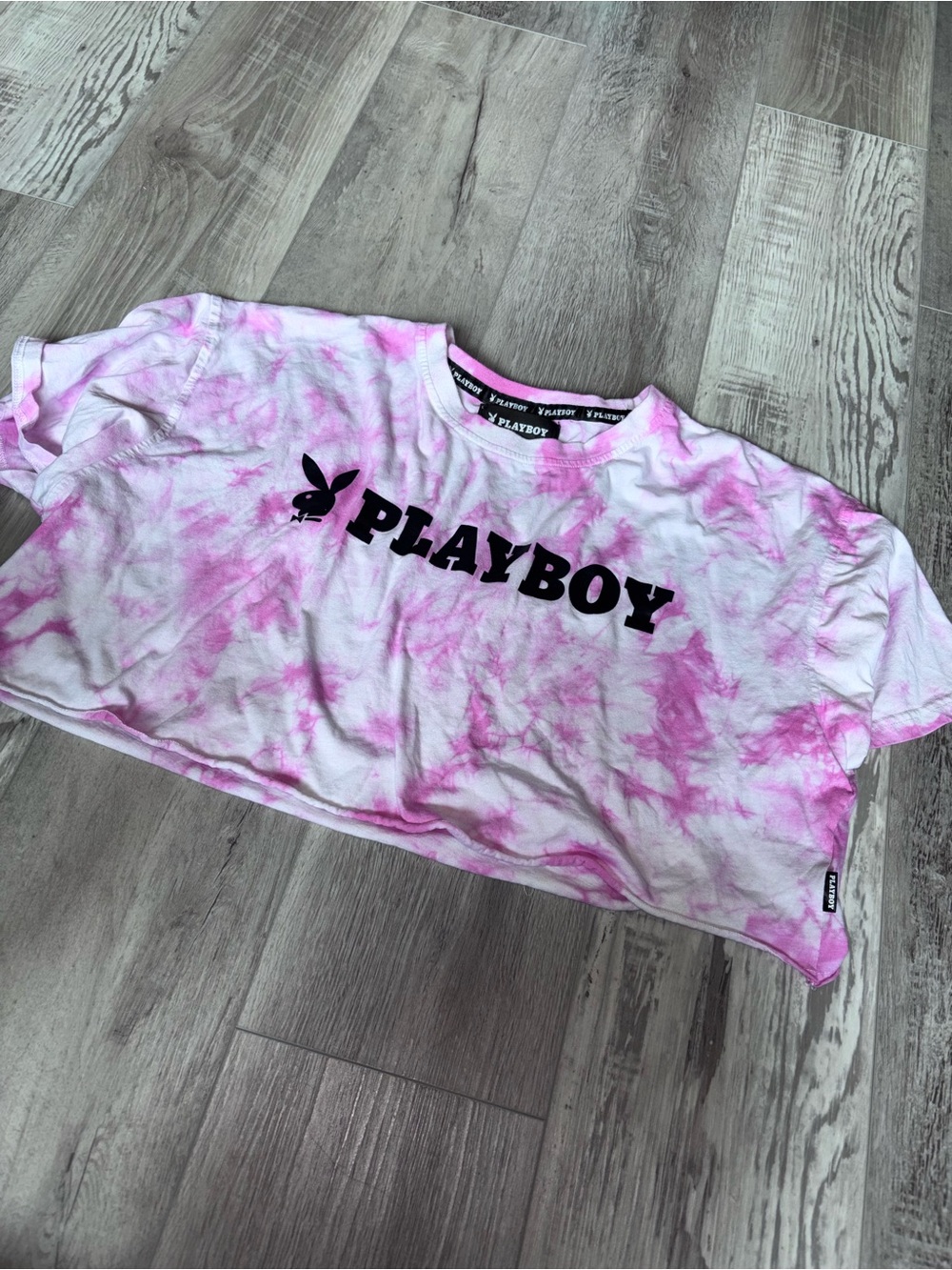 2/$5 Playboy Cropped Tee - Women’s L - Good used condition